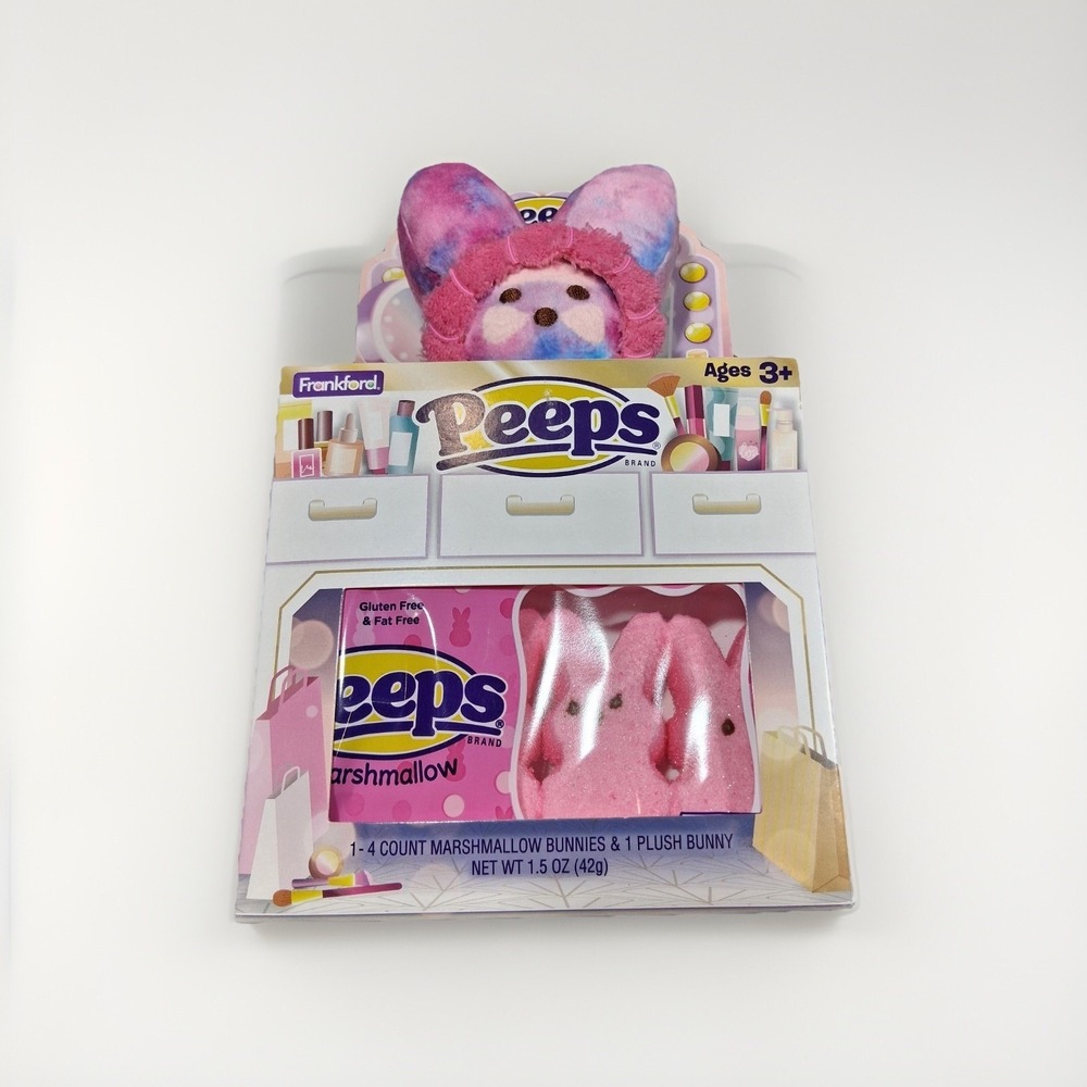 Peeps Marshmallow Bunnies 4 Count and Tie Dye Plush Bunny Gift‎ Set Frankford